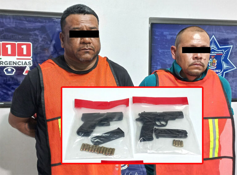 Detienen a dos sujetos armados en posesión de cristal a bordo de un vehículo con reporte de robo