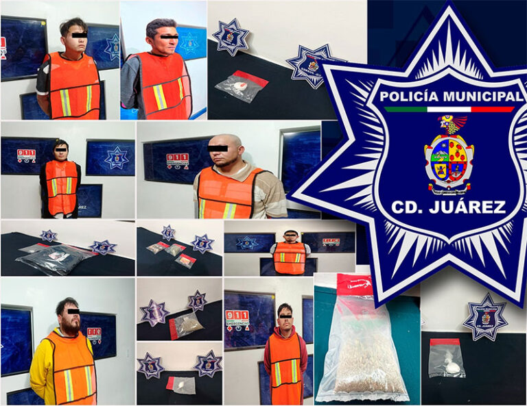 Policías municipales arrestaron a siete personas por delitos contra la salud