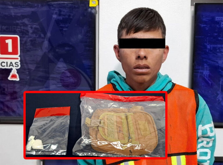Detienen a sujeto en posesión de cristal; será investigado por diversos robos a comercio