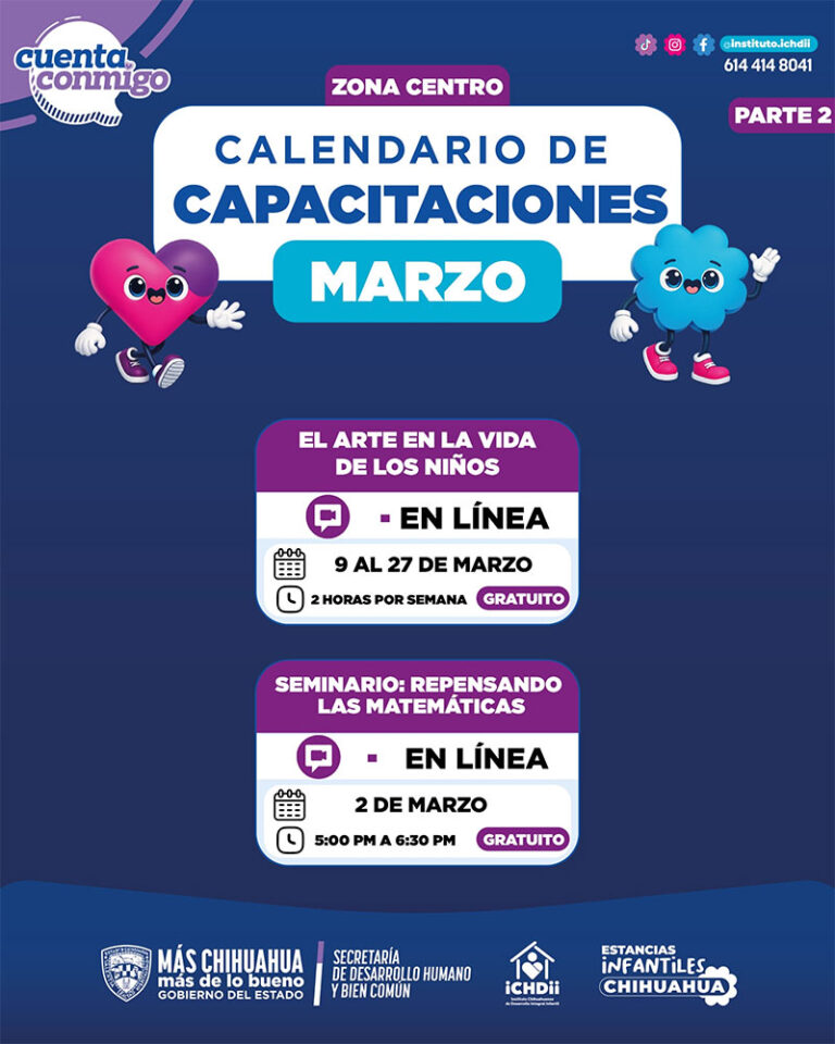 Anuncia Ichdii programa de capacitaciones de marzo para el personal de estancias infantiles