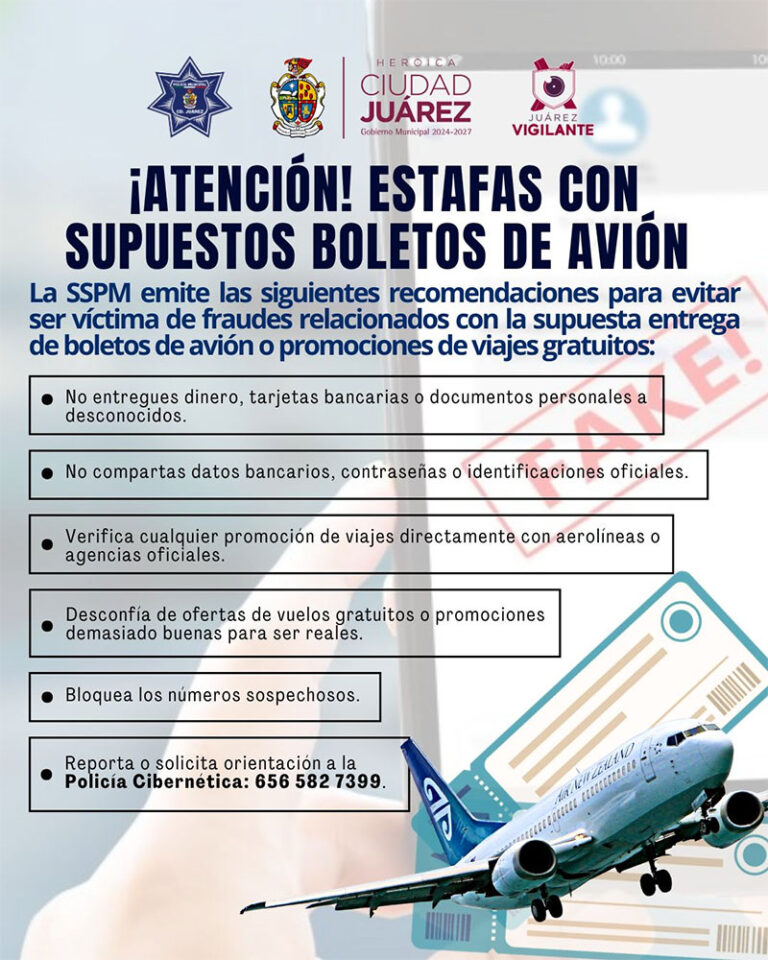 Alerta SSPM por fraude relacionado con supuestos boletos de avión gratuitos