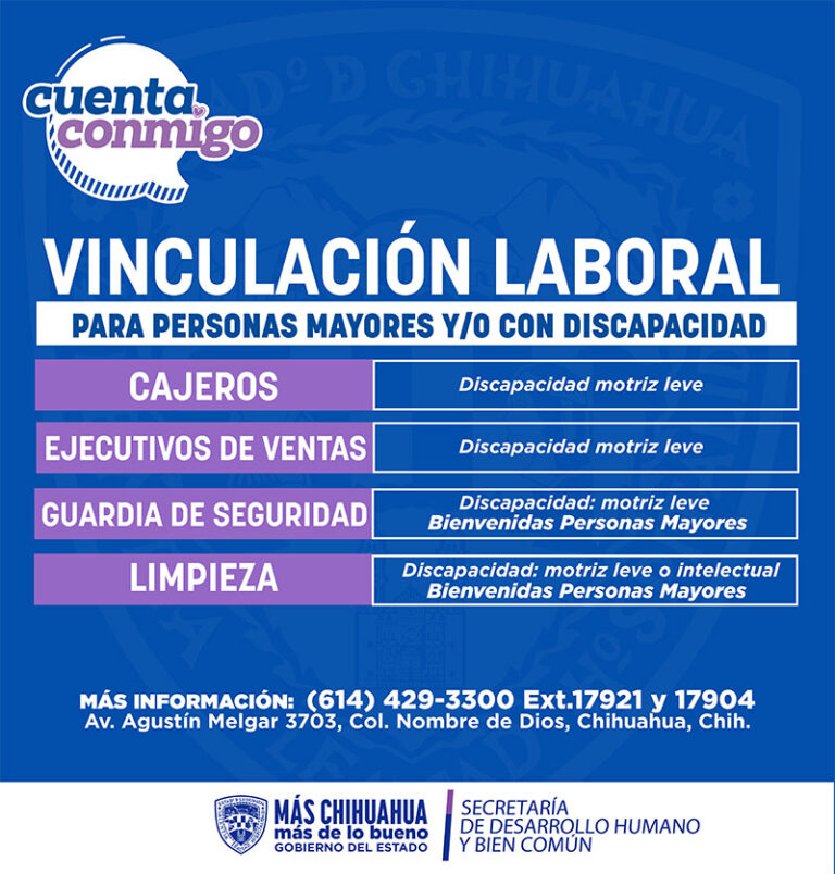 Anuncia Gobierno del Estado nuevas vacantes laborales para adultos mayores y personas con discapacidad
