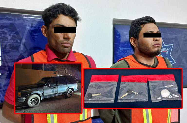 Detienen a dos sujetos por robo de vehículo en grado de tentativa; se les asegura cristal