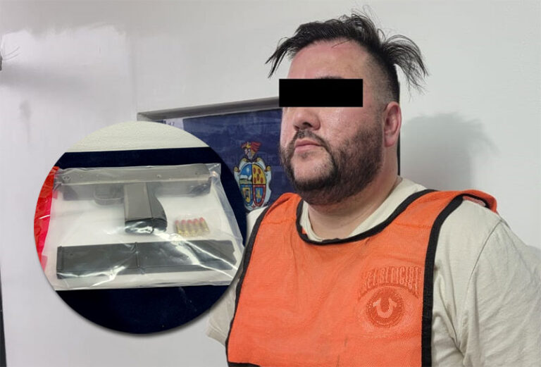Arrestan a sujeto en posesión de un arma de fuego tipo Uzzi calibre 9 milímetros