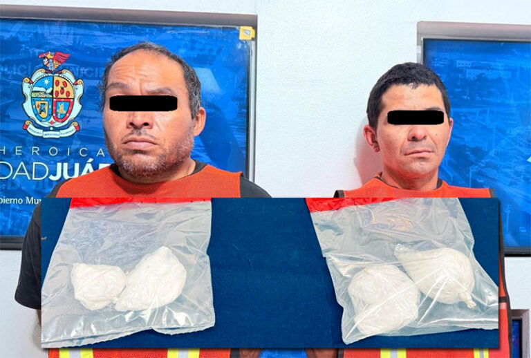 Policías Municipales detienen a dos hombres y aseguran cristal en Riveras del Bravo