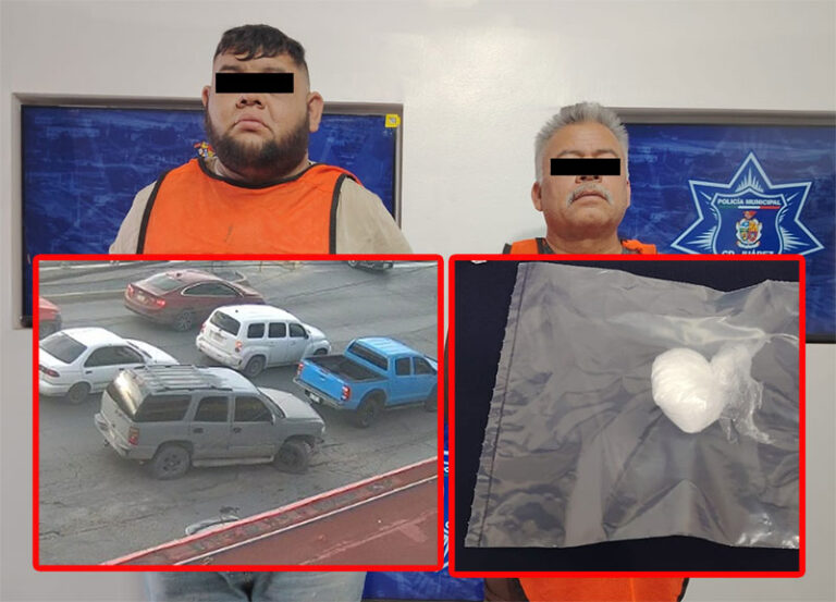 Policías Municipales aseguran vehículo vinculado a asaltos a tiendas de conveniencia y detienen a dos sujetos