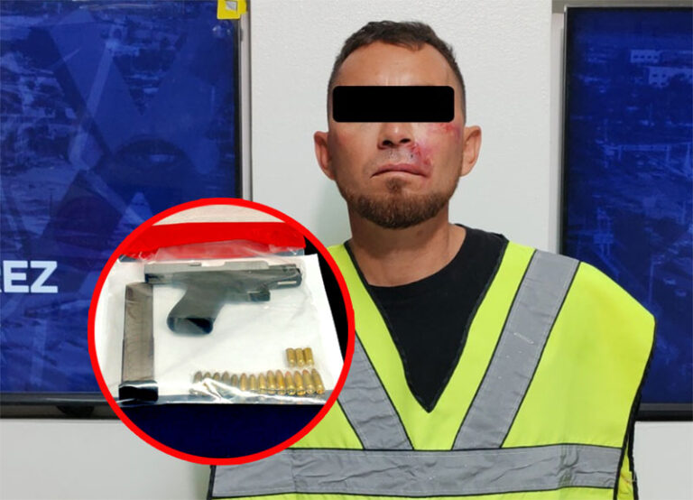 Tras detonaciones, policía municipales arrestan a sujeto en posesión de un arma 9 mm