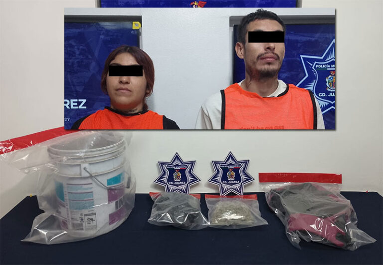 Detienen a pareja por posesión de aproximadamente una libra de marihuana
