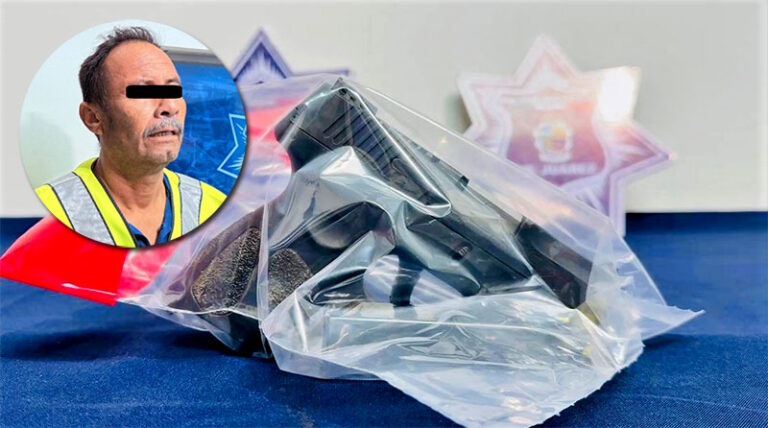 Policías Municipales detienen a hombre armado y le aseguran pistola calibre 9 milímetros