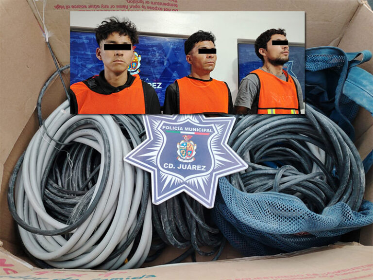 Policías municipales detienen a tres sujetos por robo de cableado