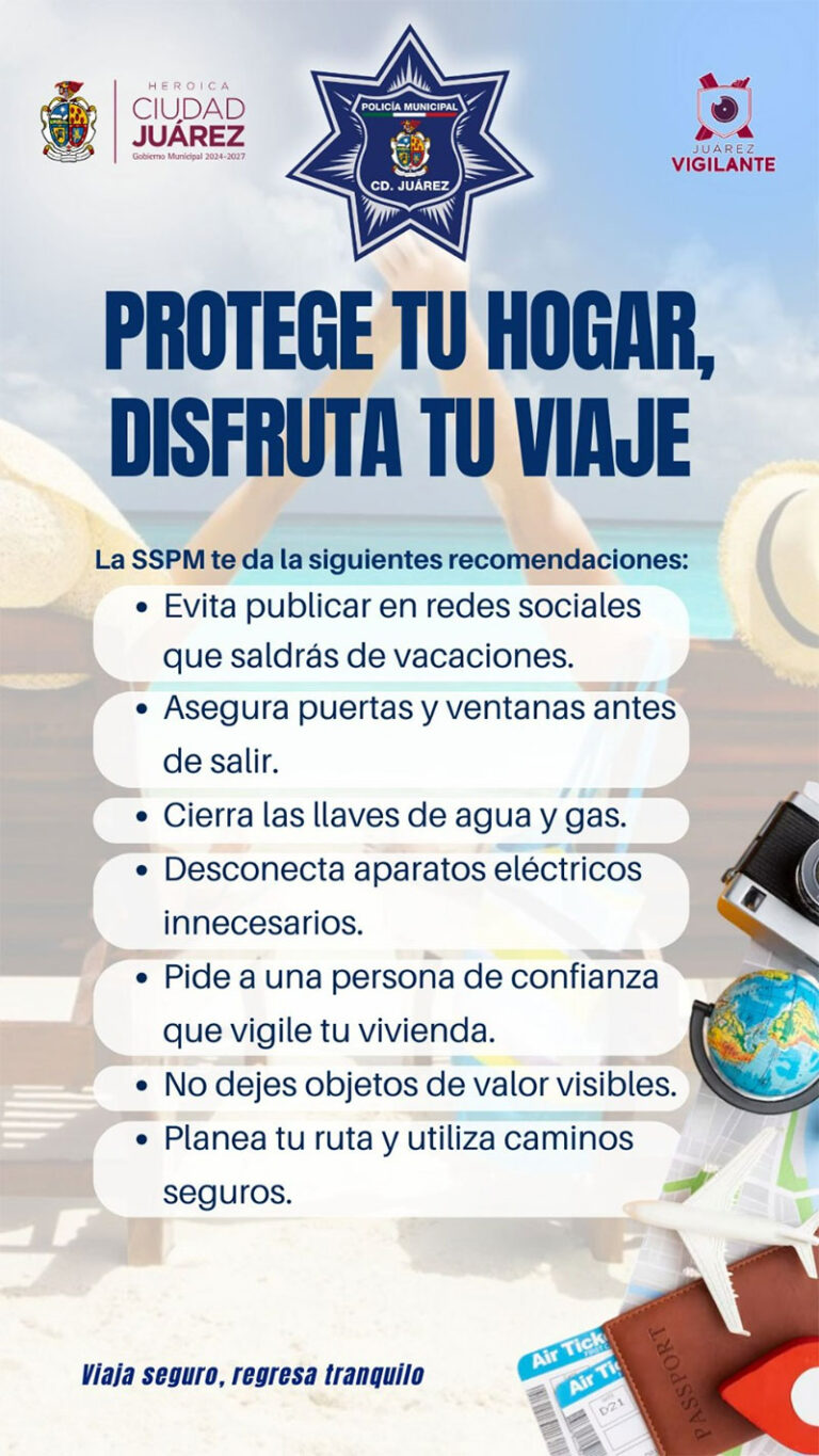 Emite la SSPM recomendaciones de seguridad durante el periodo vacacional