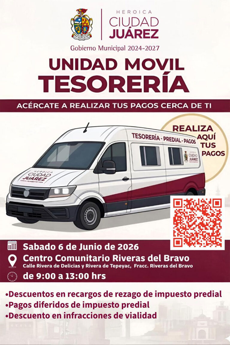Unidad Móvil de Tesorería ofrecerá sus servicios mañana en Riberas del Bravo
