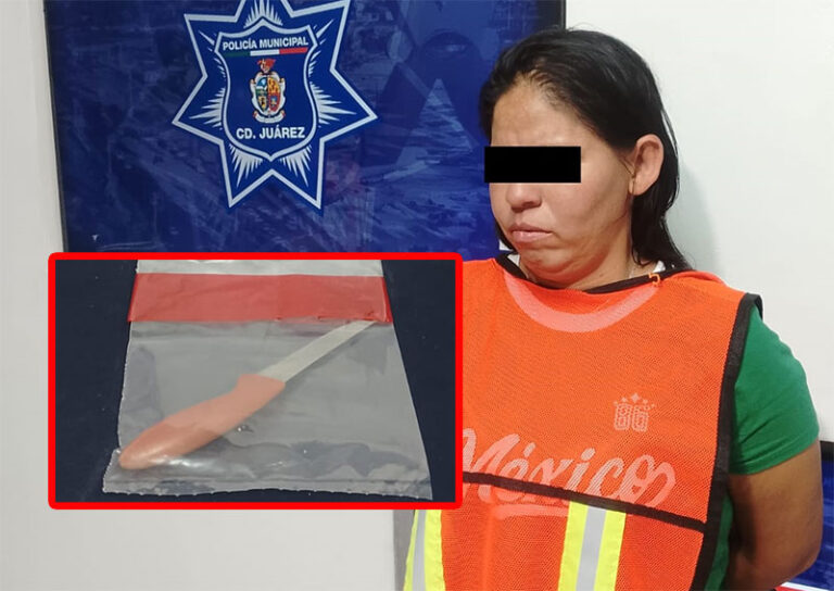Policías municipales detienen a mujer acusada de agredir con cuchillo a su pareja sentimental