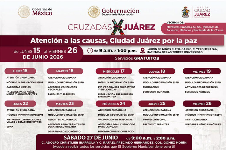Llevarán Cruzada por Juárez a la colonia Gómez Morín