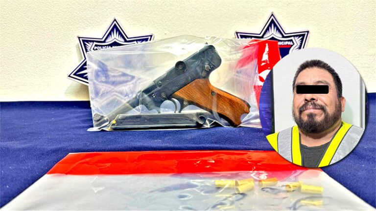 Policías Municipales detienen a hombre armado y aseguran pistola calibre .22 tras reporte de disparos al aire