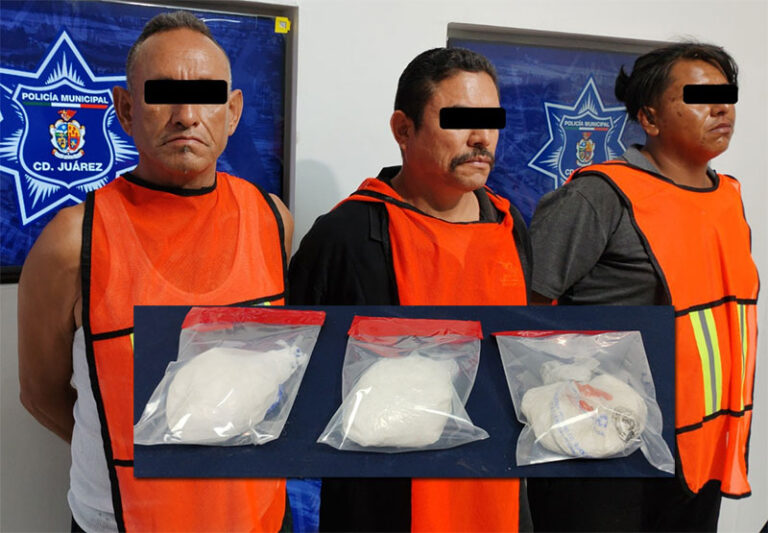 Tras denuncia ciudadana aseguran una libra de cristal con la detención de tres sujetos en Riveras del Bravo