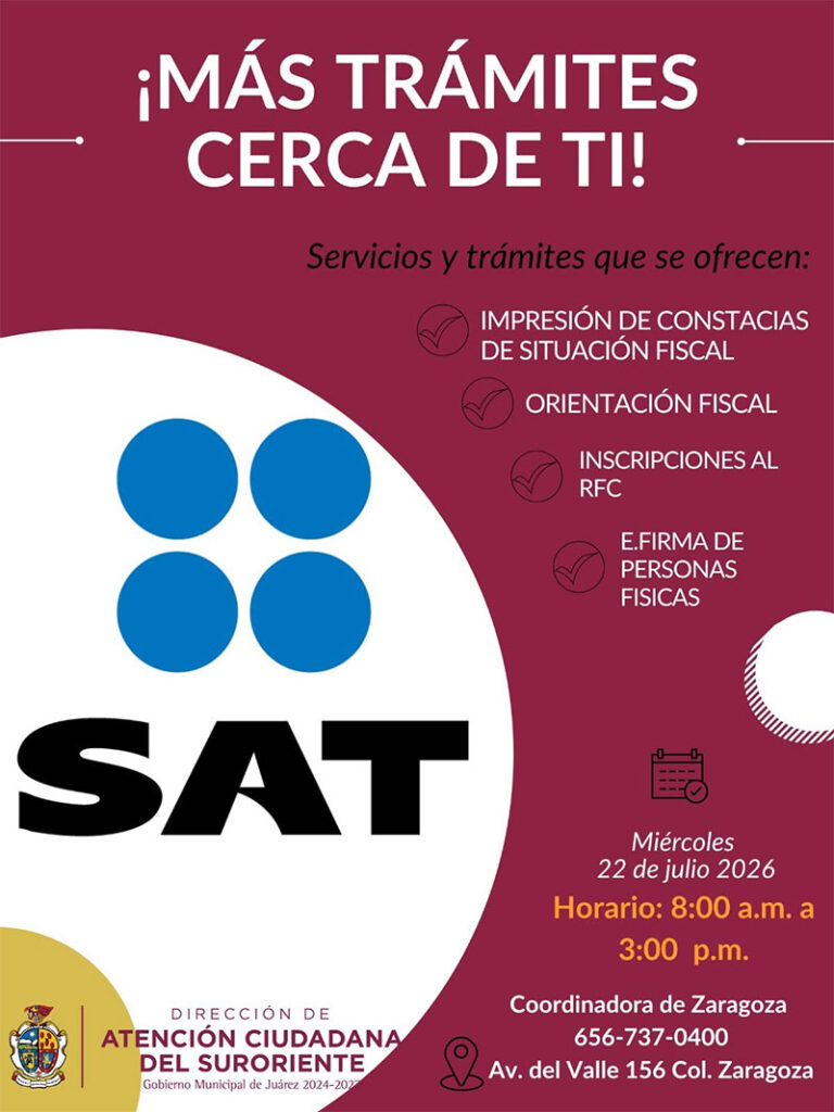 Acercará Atención Ciudadana Suroriente servicios del SAT a vecinos de Zaragoza