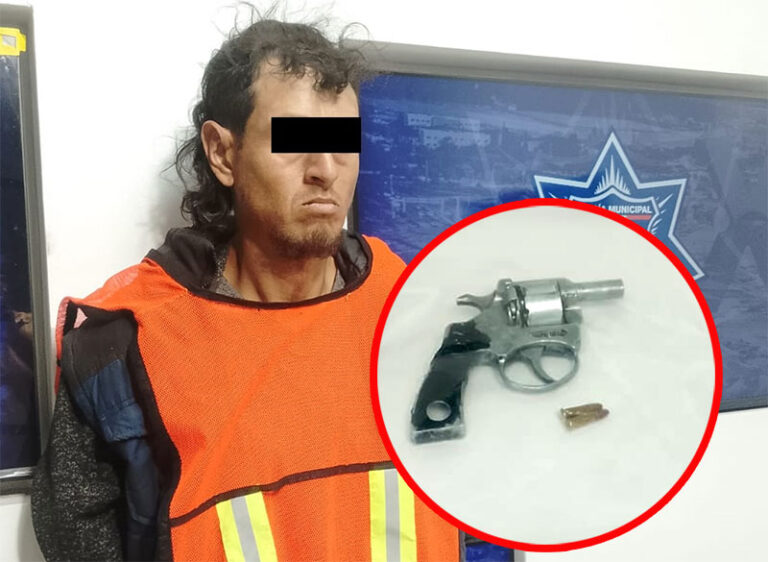 Arrestan a sujeto por robo a transeúnte con violencia; le aseguran arma de fuego