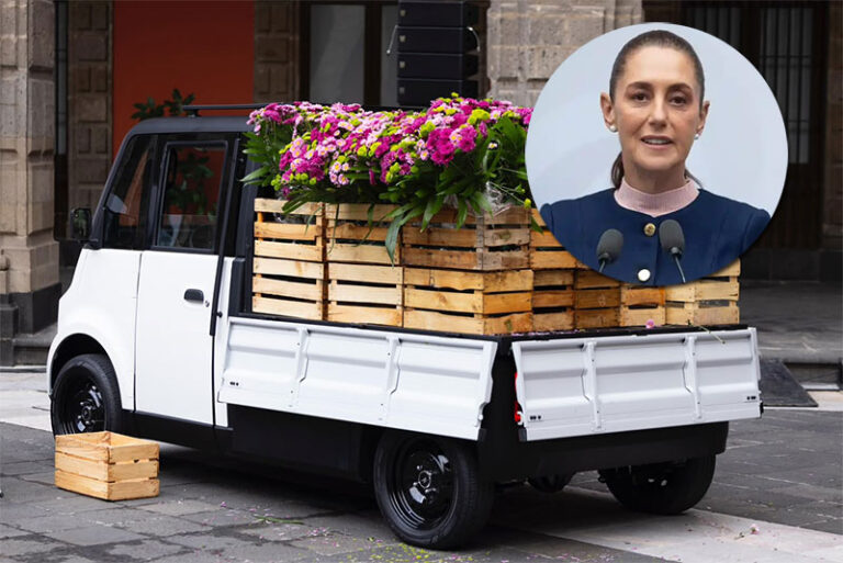 Claudia Sheinbaum presenta el minivehículo Olinia carga