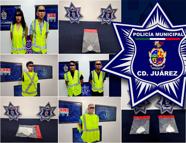 Seis personas son detenidas en posesión de cristal durante hechos distintos