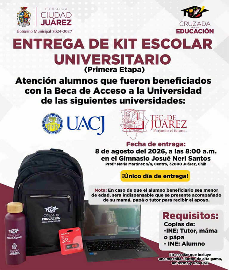 Entregará Municipio 2,850 kits universitarios a estudiantes beneficiarios de beca