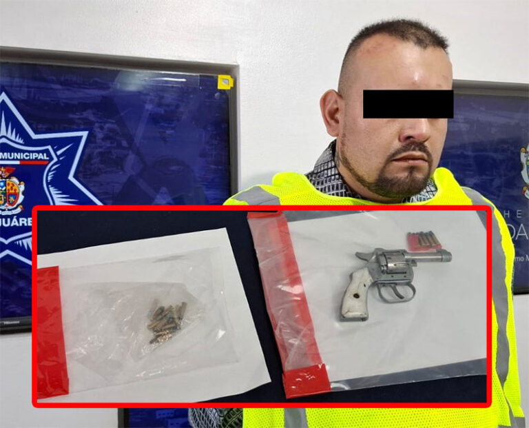 Detienen a sujeto a bordo de vehículo con predenuncia de robo; le aseguran arma de fuego