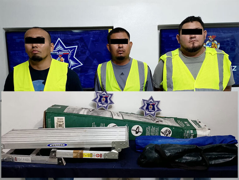 Agentes municipales detienen a tres sujetos por el delito de robo a casa habitación