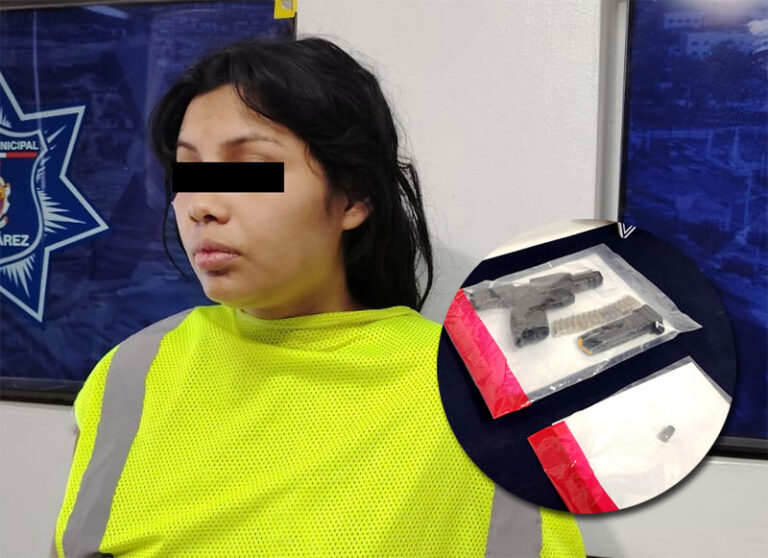 Arrestan Policías Municipales a mujer tras asegurarle arma de fuego