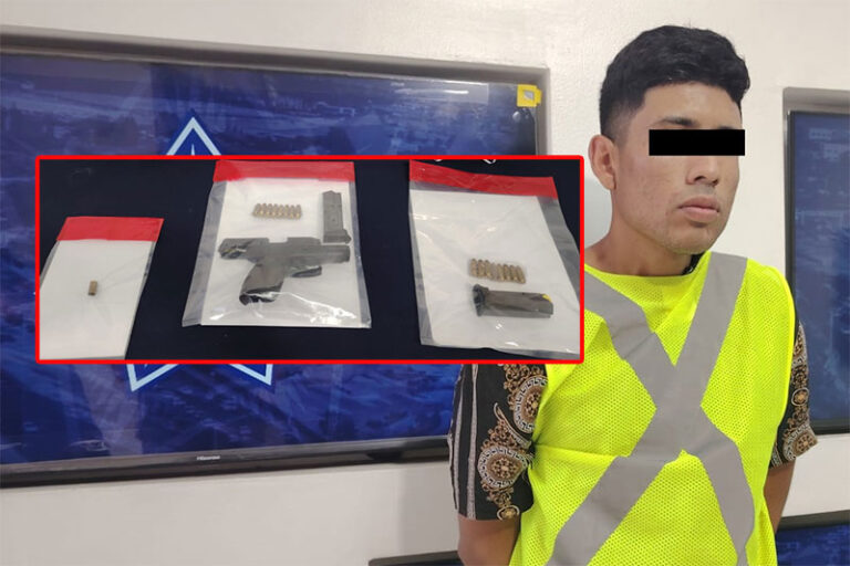 Tras reporte de violencia familiar Policías Municipales aseguran arma de fuego y detienen a sujeto