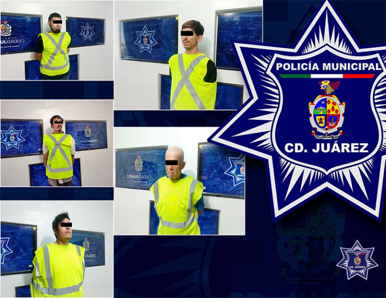 Tras cometer faltas administrativas cinco sujetos son detenidos; resultaron contar con orden de aprehensión