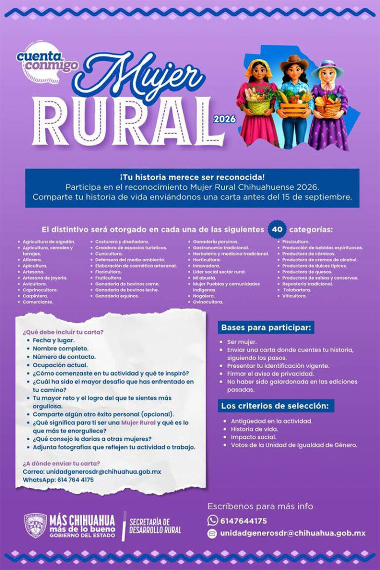 Mañana último día para enviar tu historia y participar en “Mujer Rural 2026”