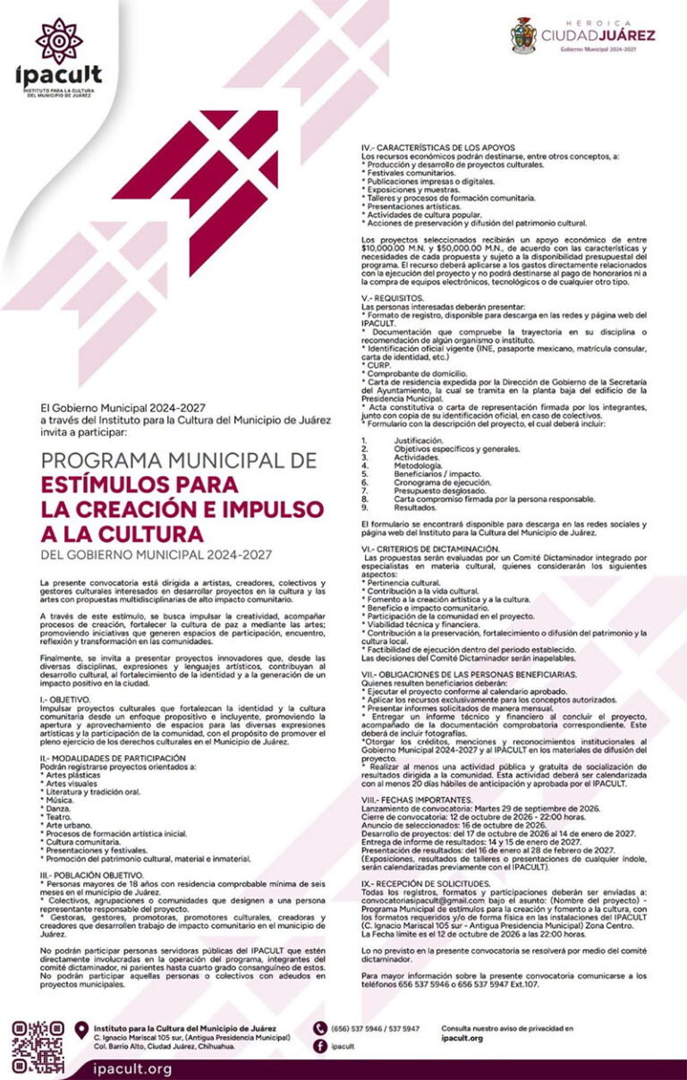 Lanza Gobierno Municipal programa de estímulos para el impulso a la cultura