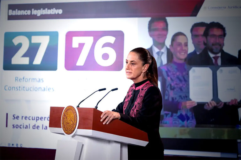 Presidenta Claudia Sheinbaum resalta aprobación de 27 reformas constitucionales y 76 reformas legales que recuperan el sentido social y la soberanía en la constitución