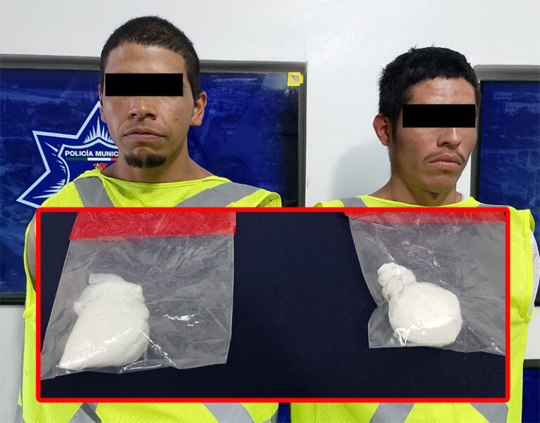 Arrestan a dos sujetos con más de 60 gramos de cristal; uno contaba con dos órdenes de aprehensión vigentes