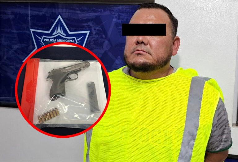 Tras reporte de violencia familiar sujeto es detenido en posesión de un arma de fuego