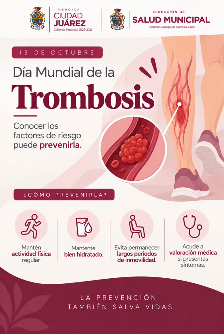 Pide Salud Municipal informarse sobre síntomas y riesgos de la trombosis