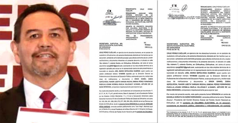 Cruz Pérez Cuéllar presenta denuncia por calumnia electoral contra Daniela Álvarez y Joss Vega
