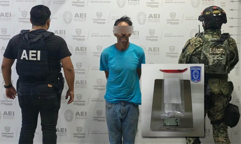Detienen AEI y Sedena a masculino con cristal y mariguana