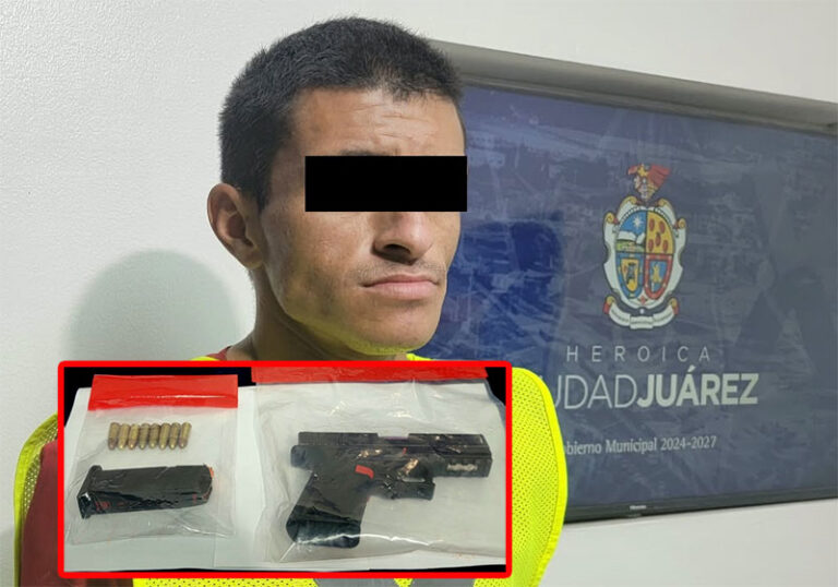 Aseguran un arma de fuego calibre 9 milímetros con la detención de dos sujetos